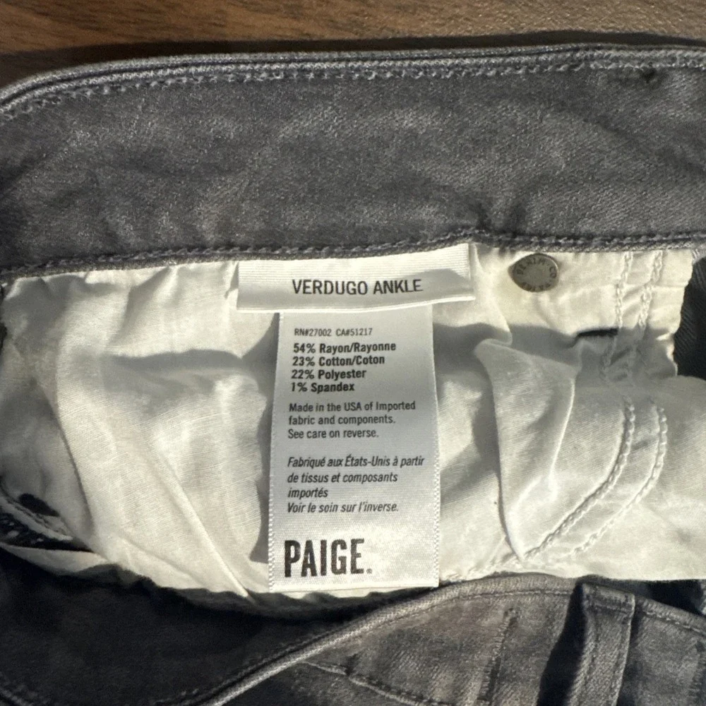 Paige Verdugo Ankle Jeans Womens 32 (FITS 33 X 29) Gray Tapered Leg Stretch‎